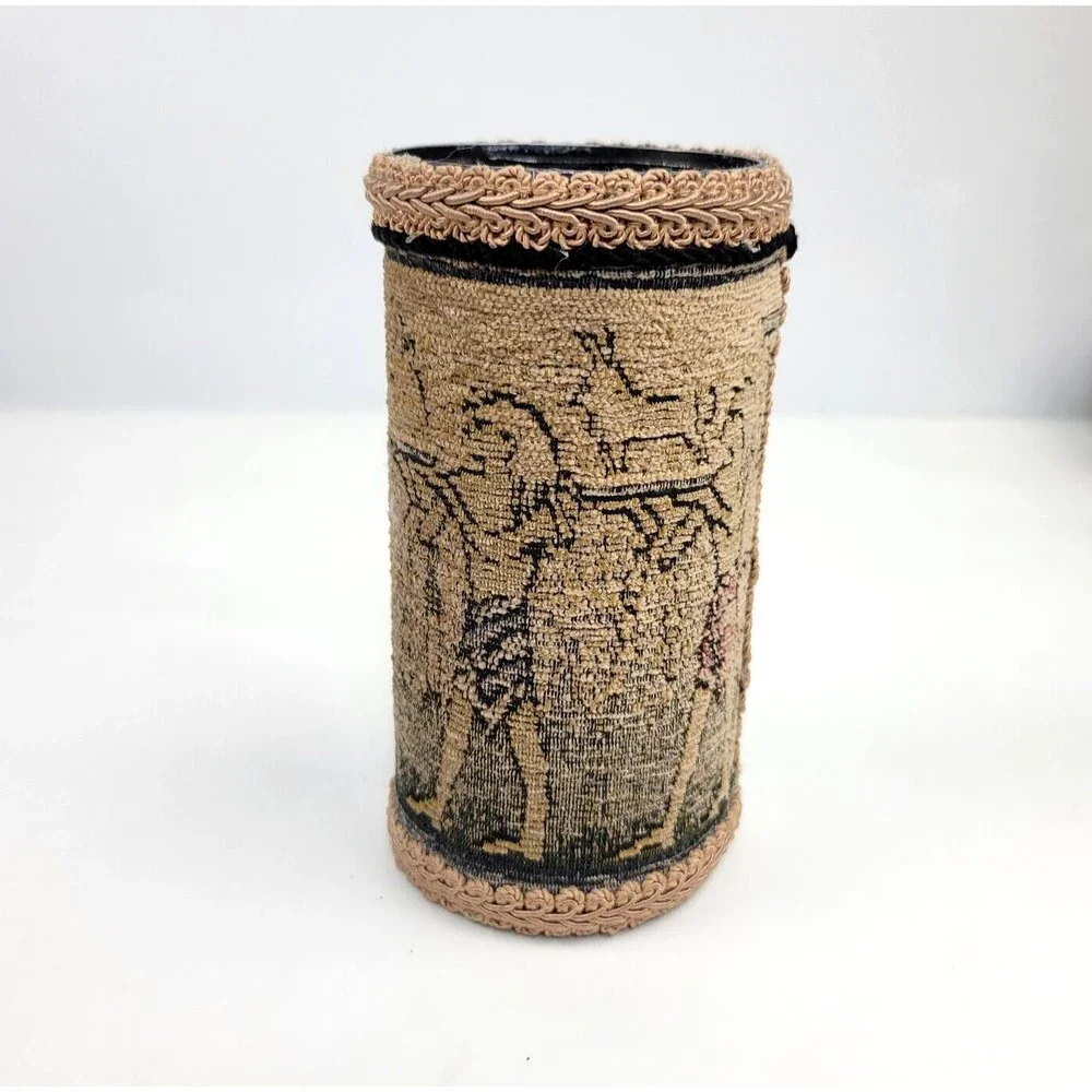 Egyptian Tapestry Pen Pencil Holder Handmade Marian Clemons Desk 5.75